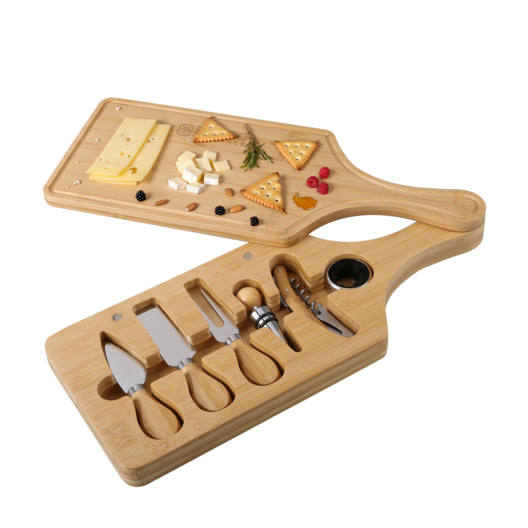 7-Piece Bamboo Wine & Cheese Board Set